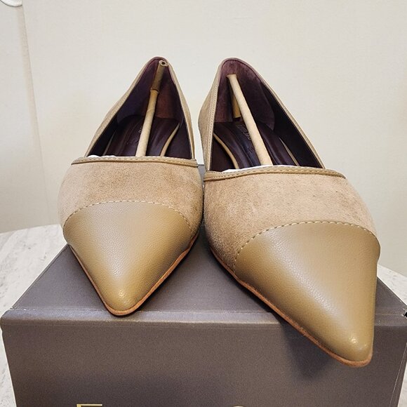 Franco Sarto Shoes - Franco Sarto Darcy Pointed Toe Kitten Heel Tuscan Taupe SuedeLeather - c005